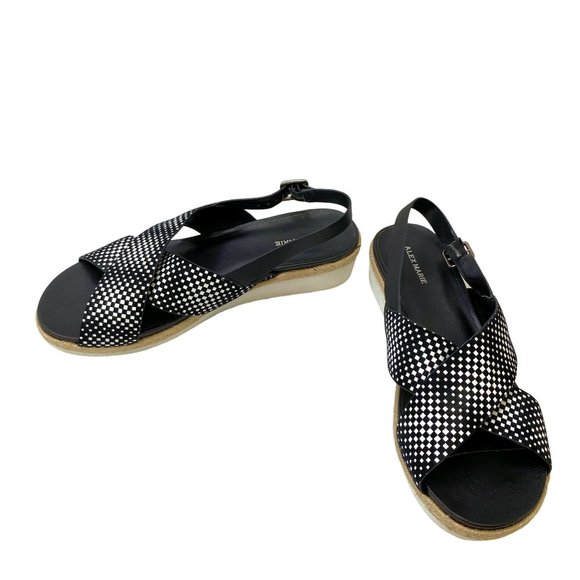 Alex Marie Wedge Sandals Size 9.5 Women Navy White Casual Slip On Sling Back Sho - Picture 7 of 8